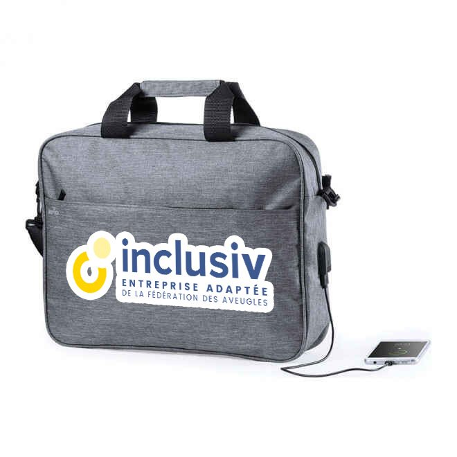 SACOCHE CONNECTEE POUR ORDINATEUR - AVEC PERSO QUADRI