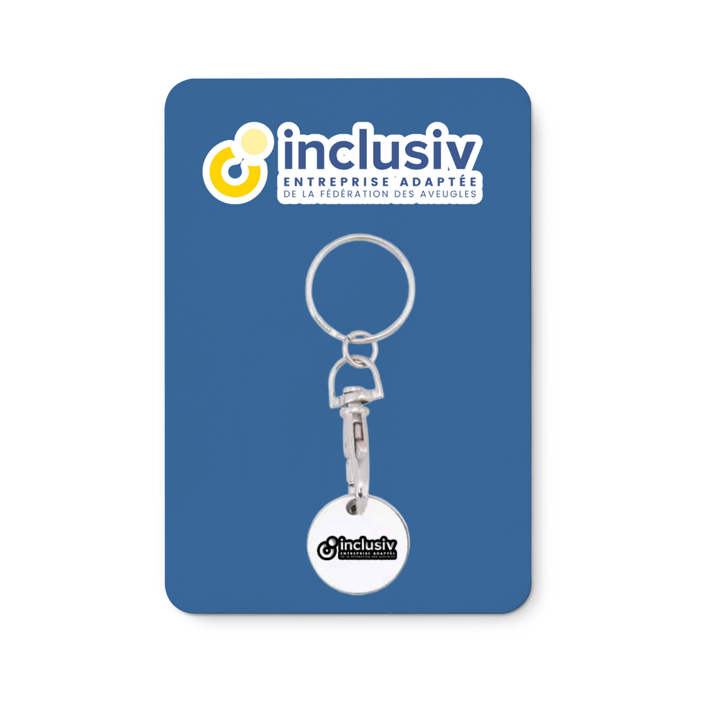 PORTE-CLES AVEC JETON - AVEC PERSO JETON 2 COULEURS + CARTON QUADRI