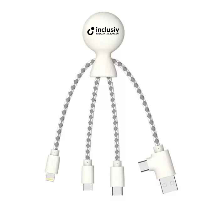 CABLES CHARGE MULTI-USB RECYCLABLE - AVEC PERSO 1 COULEUR